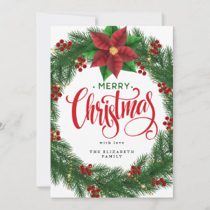 Invitation Couronne moderne feuillage minimal Noël