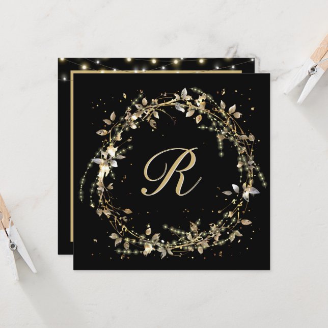 Invitation Couronne monogramme pour le renouvellement de Vow  (Devant/Arrière en situation)
