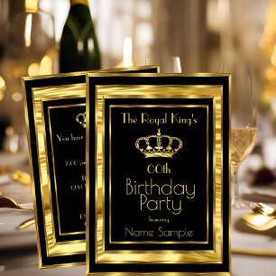 Invitation Couronne noire et or pour l'anniversaire du roi ro