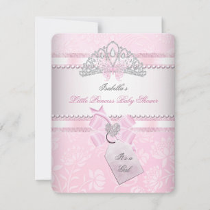 Invitation Couronne Papillon Fille de Bain de Bébé Princesse