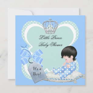 Invitation Couronne Petit Prince Bleu Baby Shower Garçon