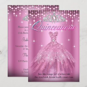 Invitation Couronne pour Robe Rose Élégante de Quinze Ans pou