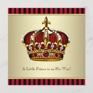 Invitation Couronne rouge noire d'or petit baby shower de
