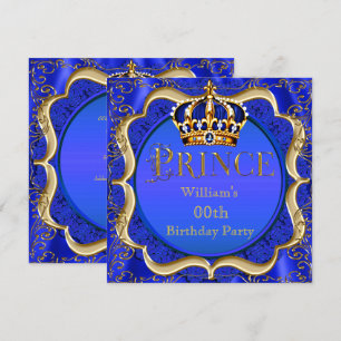 Invitation Couronne Royale Bleue Or Anniversaire Prince Homme