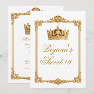 Invitation Couronne Royale Couronnée d'Or Fête d'Anniversaire