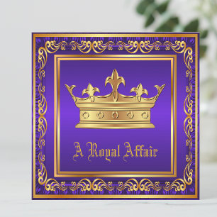 Invitation Couronne Royale d'Or Violet Fête d'Anniversaire d'