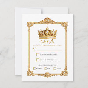 Invitation Couronne Royale en Or Couronne Élégante RSVP de Ma