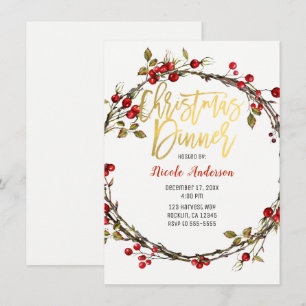 Invitation Couronne rustique aux airelles pour le dîner de No