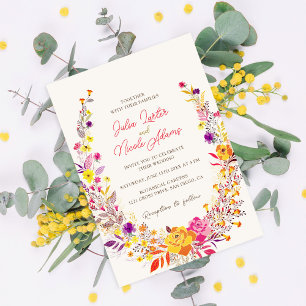 Invitation Couronne sauvage Fleurs magnifiques d'automne Mari