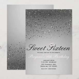 Invitation Couronne scintillante argentée pour une fête Sweet