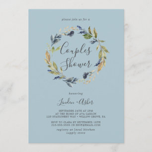 Invitation Couronne verte d'automne Douche Couples en Ardoi