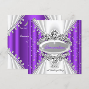 Invitation Couronne violette de princesse pour les 15 ans de 