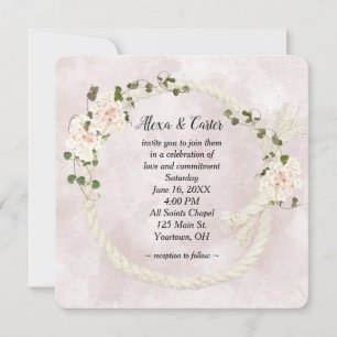 Invitation Couronnes de corde et bouquets d'hortensias