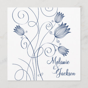 Invitation Courrier blanc de remous floraux de marine