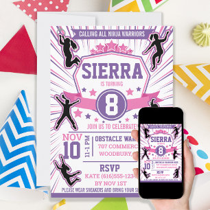 Invitation Cours à obstacles pour l'anniversaire des filles N
