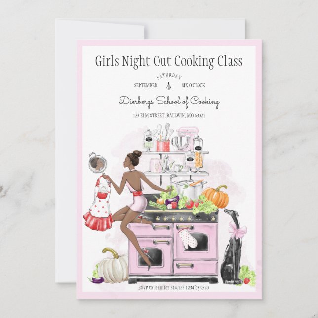 Invitation Cours de cuisine pour soirée entre filles (Devant)