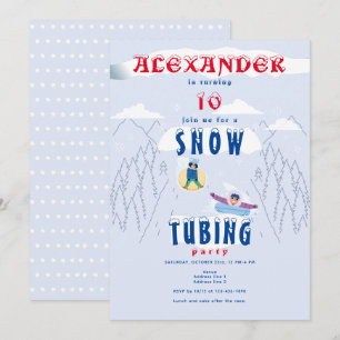Invitation Course à la neige Tubing Sports d'hiver Anniversai