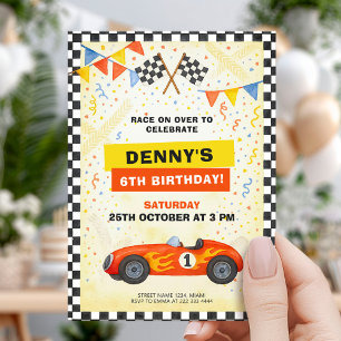 Invitation Course de voiture pour l'anniversaire des enfants