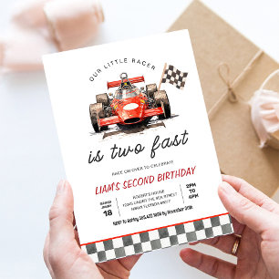 Invitation Course de voiture rapide vintage 2ème anniversaire