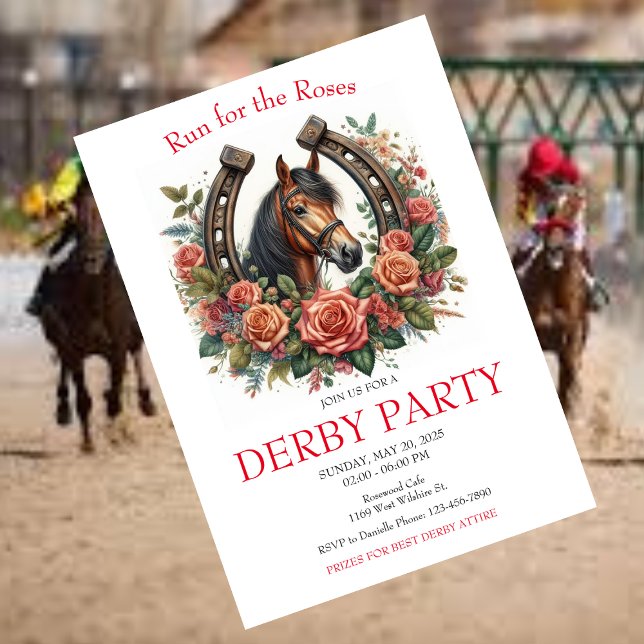 Invitation Course pour la course Rose Horse Derby Party (Créateur téléchargé)