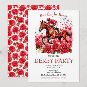 Invitation Course pour l'Invitation Rose Horse Derby Party