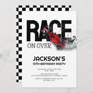 Invitation Course sur Red Race Car fête d'anniversaire