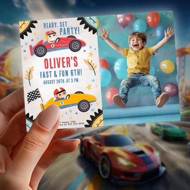 Invitation Course Voiture Anniversaire Fête, Enfants Racing T (Créateur téléchargé)