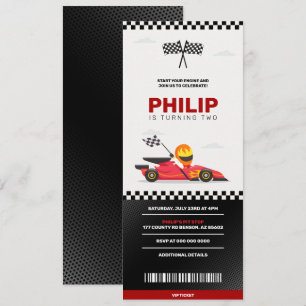 Invitation Course Voiture Racing Garçon Anniversaire Billette