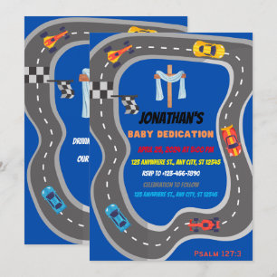 Invitation Course Voitures Racetrack Baby Boy Dedication