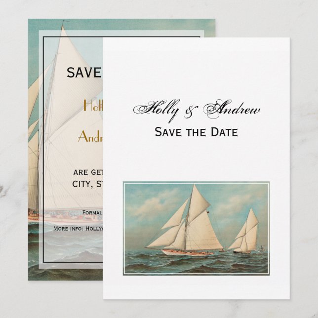 Invitation Courses de yachts nautiques vintage #1 Sauvegarder (Devant / Derrière)