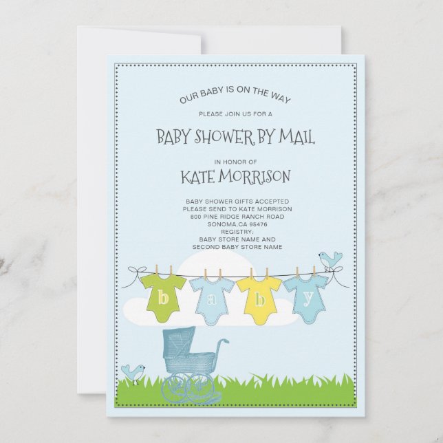 Invitation Coussin Bébé Baby shower Sur Vêtements (Devant)