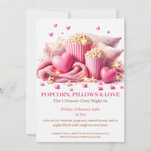 Invitation Coussins de Popcorn et Amour - Soirée Cinéma Cosy