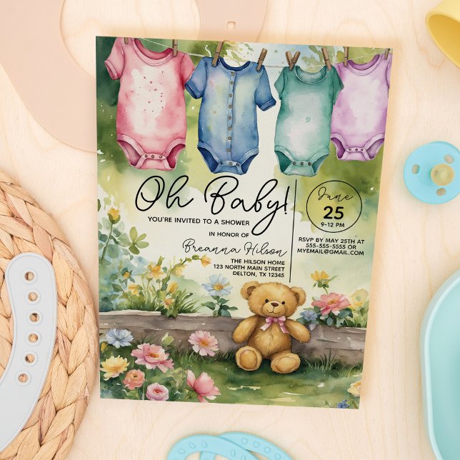Invitation Coussins de tissu mignonne Baby shower d'aquarelle (Créateur téléchargé)