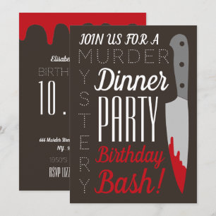 Invitation Couteau sanglant, Mystère du meurtre fête d'annive