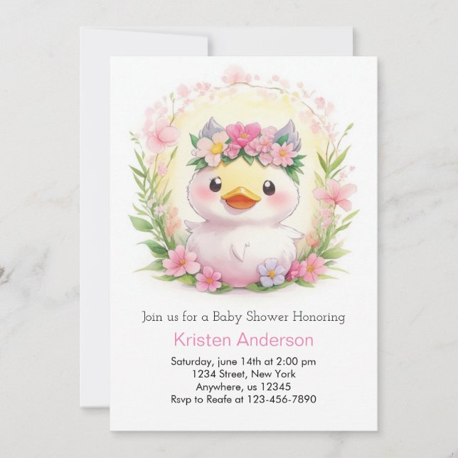 Invitation Couteaux en fleur : Un Baby shower de fille (Devant)