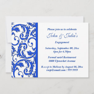 Invitation COUTUME blanche bleue d'anniversaire de