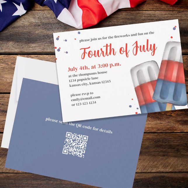 Invitation Coutume d'été Le 4 juillet Popsicles (Créateur téléchargé)