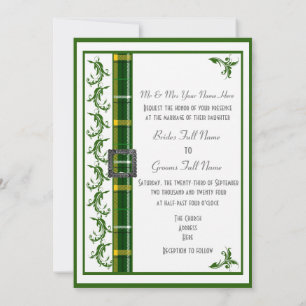 Invitation Coutume écossaise verte et blanche