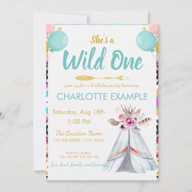 Invitation Coutume sauvage mignonne RSVP de fête (Devant)