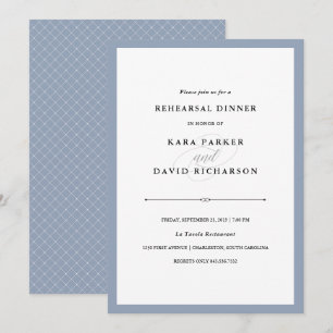 Invitation Couture élégante   Dîner de répétition bleu Dusty