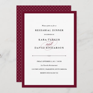 Invitation Couture élégante   Dîner de répétition de Marsala