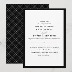 Invitation Couture élégante   Mariage noir et blanc