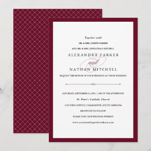 Invitation Couture élégante   Marsala Mariage