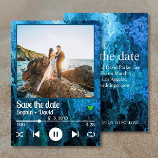 Invitation Couverture d'album bleu marine Musique Photo Enreg