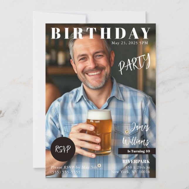 Invitation Couverture de magazine Anniversaire (Devant)