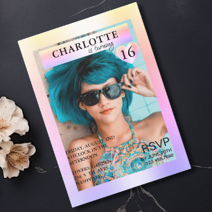 Invitation Couverture de magazine arc-en-ciel tendance inspir