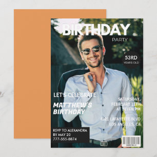 Invitation Couverture de magazine moderne pour son 53e annive