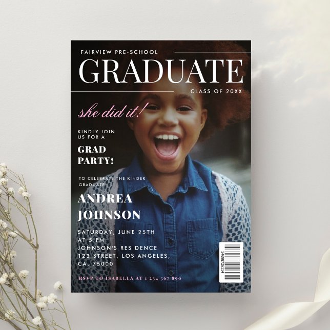 Invitation Couverture de magazine pour la remise de diplômes  (Créateur téléchargé)