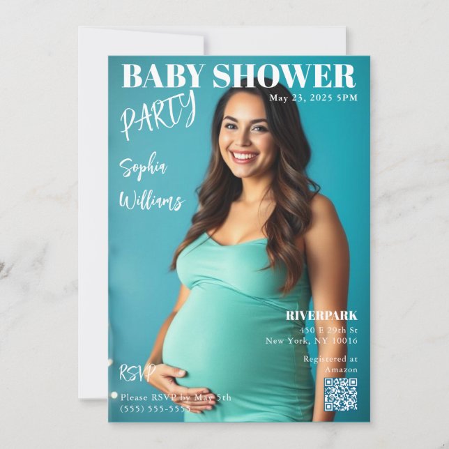 Invitation Couverture du magazine baby shower (Devant)