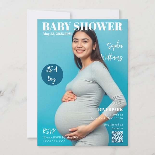 Invitation Couverture du magazine baby shower (Devant)